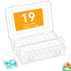Rhimooay Small Storage Boxes (5.3 x 4 x 2 cm), 18-Piece Mini Storage Box, Sorting Boxes for Small Items, Ironing Beads Box for Storing Pills, Jewellery, and Small Parts