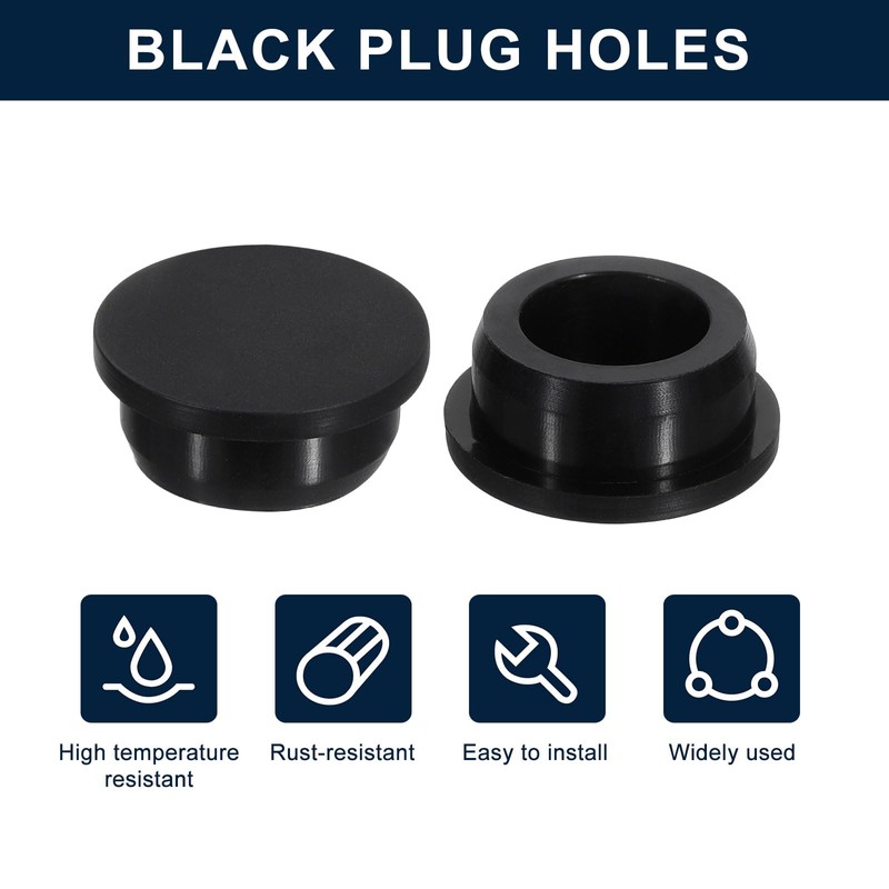 sourcing map 2 Pcs Black Plug Holes, Waterproof Rubber Button