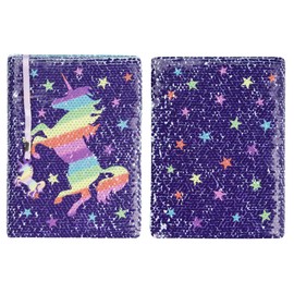 Fringoo® Reversible Sequin Diary with Multipoint Rainbow Pen for Girls Boys A5 Notebook with Bookmark Glitter School Unicorn Notepad 80 Pages (Rainbow Unicorn)
