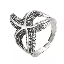 LZD Cuff Finger Ring Wide Ring Starfish Antique Silver Size 8 Adjustable 18.5mm P403