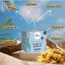 Organic Sea Moss Tea Bags 🌿 Pure Ocean Harvested | 92 Minerals | 30 Count