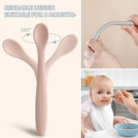 3-Piece Silicone Baby Feeding Spoons with Hygienic Travel Case, First Stage Infant Spoons, Soft-Tip Easy on Gums, Baby Training Spoon,Infant Utensils Feeding Supplies,Dishwasher & Boil-proof