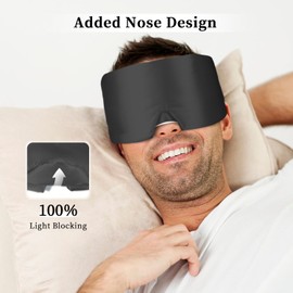 my novel things Full Coverage Silk Satin Sleeping Mask for Man Woman and Cold Eye Mask for Dark Circles and Puffiness 2PK, Cooling Eye Ice Face Mask with Satin Mask for Blindfold Black Eye Cover