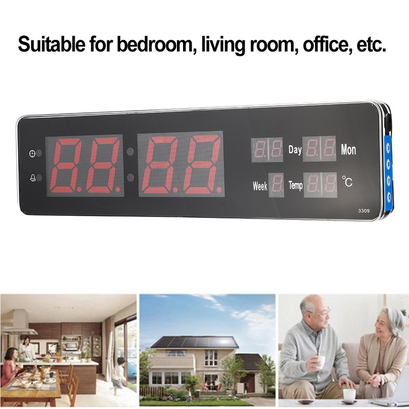 LED Large Perpetual Calendar Digit Desk Wall Clock for Bedroom
