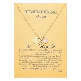 TGOLM Miscarriage Gifts for Mothers Memorial Footprint Guardian Angel Pendant Necklace for Mom June Birthstone Crystal Condolence Gift