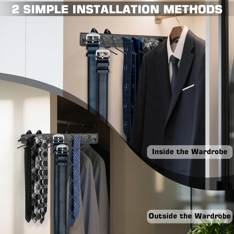 Sliding Tie Racks, 18 Tie Hanger Pull Out Belt Rack
