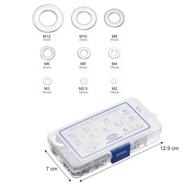 Armastuse Stainless Steel Flat Washers, 580 PCS Assorted Hardware Lock Metal Washers Kit for Screws, Bolts (9 Sizes)