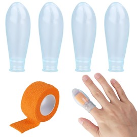 4-Pack Reusable Waterproof Silicone Finger Protectors with Bandage