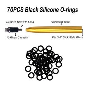 Wacky Rigging Tool, Fishing Bait Rigs, Wacky Rig Ring Tool with 70PCS Worm O-Rings, Wacky Worm Kit for Senko Neko Finesse Stick Soft Baits