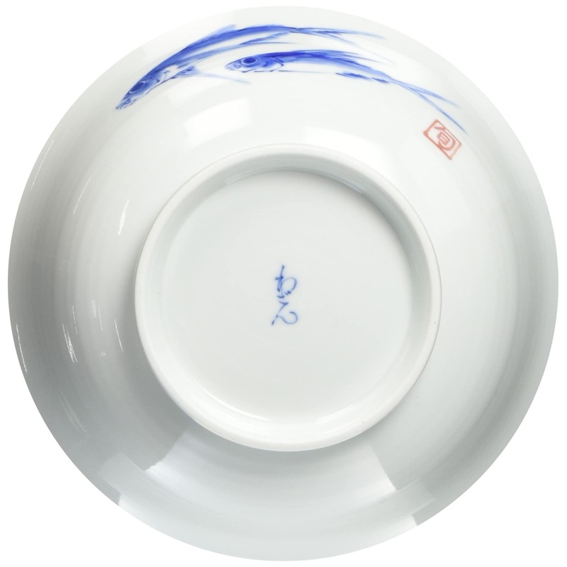 Hama Pottery Hasami Wagamiyaki, Wayama Kiln, Menbowl, Dyed Fish Crest