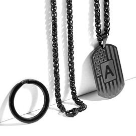 Initial Letter Necklace for Men, 22 inch Initial Pendant Necklace Chain, Dog Tag Chain Jewelry Fathers Day Dad Gifts Birthday Christmas Gifts, Stainless Steel, baseball-J, Stainless Steel, No Gemstone