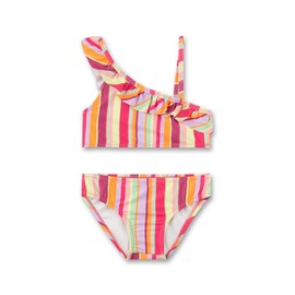 Sanetta Girls Bikini Colourful with Stripes Asymmetric | Comfortable and Cuddly Bikini Made of Recycled Polyester for Girls Swimwear for Children, Colourful