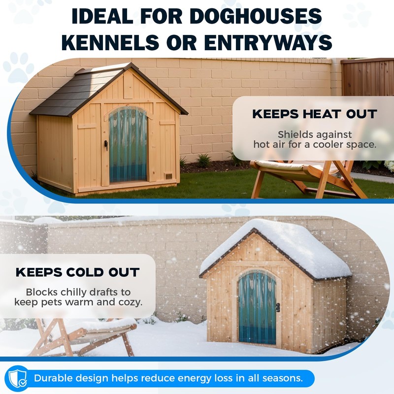 15.7 in x 4.9 ft Dog Door Replacement Flaps, Transparent