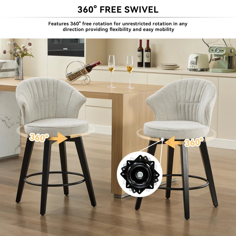 CinkeHome Swivel Barstool Counter Height Kitchen Dining Bar Stool Tufted