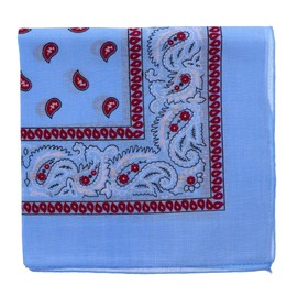 Motique Accessories Two Tone Paisley Bandana Light Blue, Light Blue, One Size