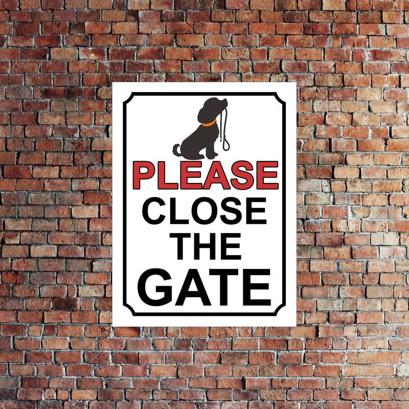 Shawprint PLEASE CLOSE THE GATE METAL SIGN DOG THEME 200MM