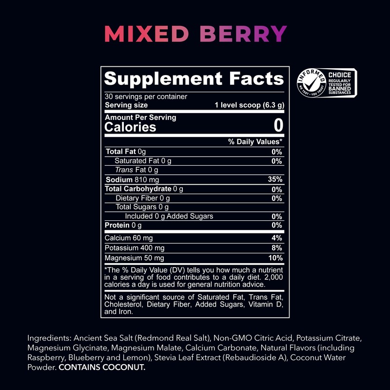 REDMOND Re-Lyte Electrolyte Drink Mix, Mixed Berry, 30 serving SMALL