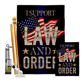 Trump Flag Support Law and Order Burlap Garden House Flag-Kit Patriotic Vote President Democrat Republican Tea Party United State American Election Banner Small Yard Gift Double-Sided, Made in USA