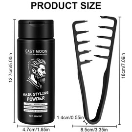 Beugo Hair Styling Powder and Comb, 30g Texturizing & Volumizing Powder and Texture Comb Set for Men & Women, Long-Lasting Non-Sticky Texture Powders and Black Styling Combs for Natural Root Lift