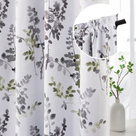 H.VERSAILTEX Floral Curtains 84 Inches Long Printed Pattern Room Darkening Curtains for Bedroom Rod Pocket Window Treatment Curtains, 2 Panels, Classical Floral Grey and Sage