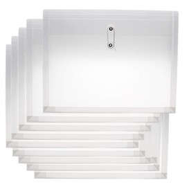 Zoohot Plastic Envelopes with String Closure Clear Side Loading, 1-1/4" Expansion, Letter Size/A4 Size, Set of 10