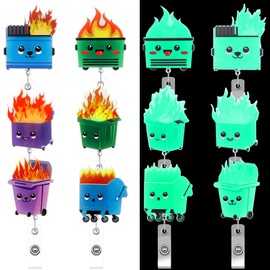 Fulmoon 6 Pcs Luminous Dumpster Badge Reels for Nurse Day Gifts Retractable Accessories Glow in The Dark Badge Holder with Alligator Clip ID Holder for Nurse Doctor Office Worker