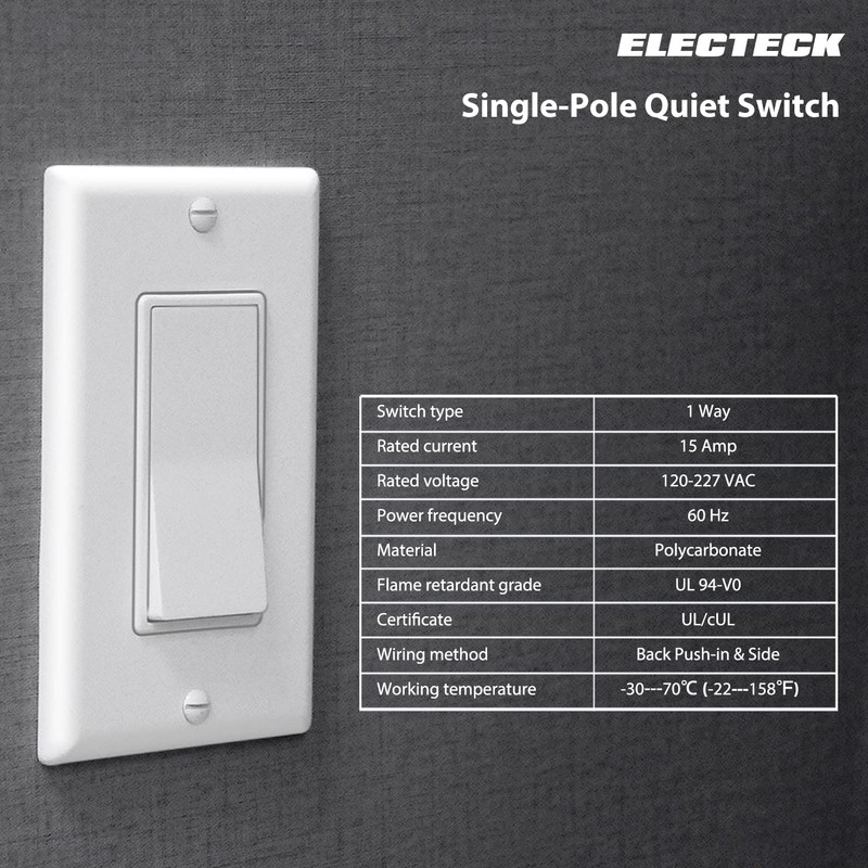 ELECTECK 20 Pack - Single Pole Decorator Light Switch,15A 120/277V,
