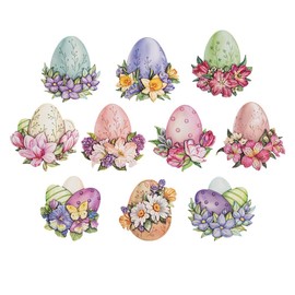 3D Motifs, Cut-Out, Approx. 7-10 cm, Pack of 10 | Pictures for Crafts & Decorating | Make Your Own Greeting Cards | Picture Motifs for Scrapbooking & DIY Decoration (Easter Eggs with Flowers)