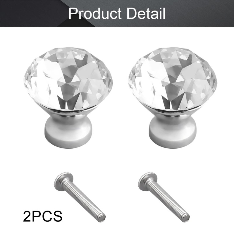 MroMax 2Pcs 30mm Faux Bling Crystal Dresser Door Pull Handle