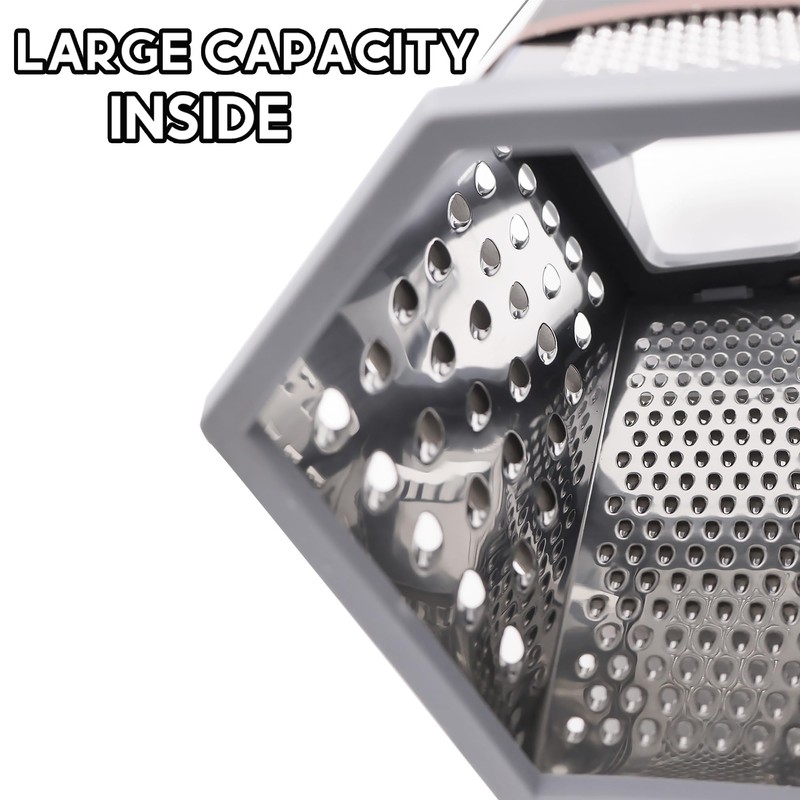 Cheese Grater, Box Graters for Kitchen, 6 Sides Stainless Steel