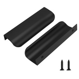 goldenwarm 25 Pack Kitchen Cabinet Handles 3-3/4 Inch Black Finger Pulls for Cabinets Edge Pulls Black Kitchen Hardware for Dresser Drawers,Aluminum Alloy