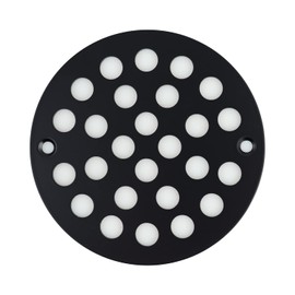 Poyde 4 Inch Screw-in Round Shower Drain Cover Replacement Floor Drainer with Screws (Black)