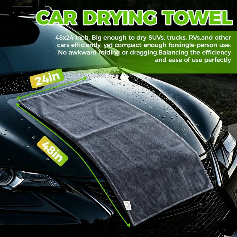HOMEAN 3-Piece Car Wash Kit: 2 Scratch-Free Chenille Microfiber Wash
