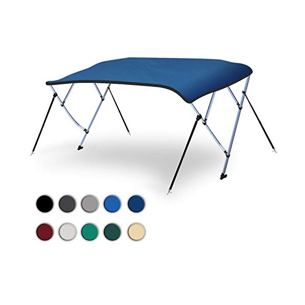 Naviskin Pacific Blue 3 Bow 6'L x 46" H x 54"-60" W Bimini Top Cover Includes Mounting Hardwares,Storage Boot with 1 Inch Aluminum Frame