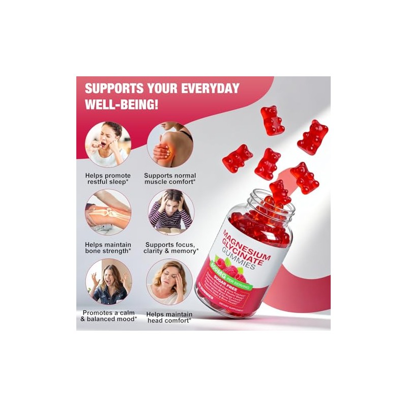Magnesium Glycinate 3-in-1 Gummies with Added Vitamins & Coenzyme, Daily