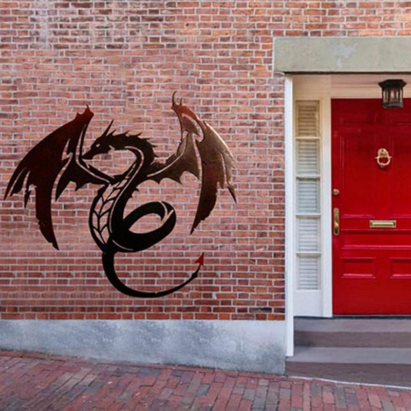 Dragon Sculpture Wall Art, Metal Dragon Decoration for Home, 28