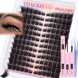 Fairy Lash Clusters Kit Fox Eye Cluster Eyelash Extensions Kit Natural Eyelash Clusters Kit Spiky Manga Wispy Cluster Lashes Cat Eye 8-20mm DIY Individual Lash Extension 144Pcs by YDAGKH