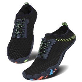 Men Women Water Sports Shoes Slip-on Quick Dry Aqua Swim Shoes for Pool Beach Surf Walking Water Park (6.5 Women/5 Men, 1Black)