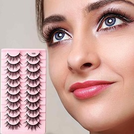 JMEDIC Pestañas Aspecto Natural - Pestañas postizas Lashes Fluffy - 10 Pares pestañas Tenues con rizos Falsos pestañas postizas largas Que parecen Extensiones