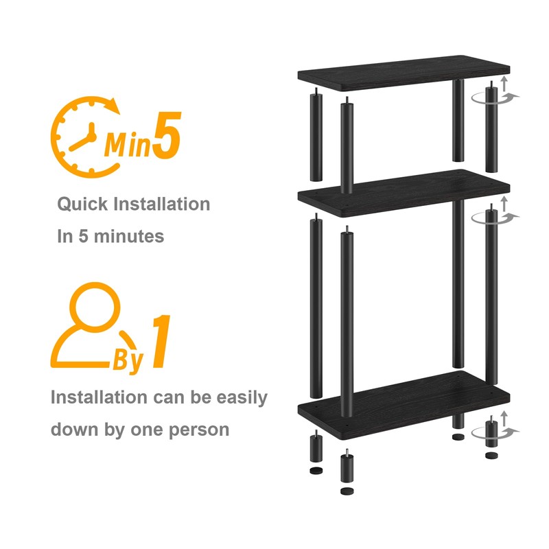 Apicizon Small Narrow Side Table, 3-Tier Skinny End Table with