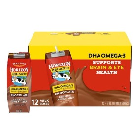 Horizon Organic Shelf-Stable 1% Low Fat Milk Boxes, 8 oz. 12 Pack Select Flavor - Chocolate with DHA Omega-3