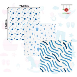 Linomus Muslin Squares-Pack of 6 (70 x 70 cm) -Soft, Absorbent & Breathable 100% Pure Cotton Muslin Cloths for baby-Ideal to Clean, Wipe & Cover Newborns-Light & Dark Blue Galaxy Theme