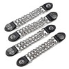 Diamond Plate 4-Piece Vest Extender Set - Jacket Accessories with Chrome Finish Chains, Faux Leather Ends, Nickel Button with Skull Medallions - Attaches to Most Vest Sizes - 6.5 Inch Extensions