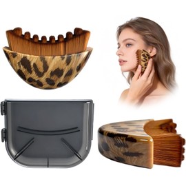 Lymphatic Contour Face Brush -Mango con estampado de leopardo Cepillo Facial para Contorno Linfático con Cerdas Suaves, Diseño Ergonómico,ajuste preciso a la piel, Perfecto para Belleza de Cuello y Cara (1PCS)