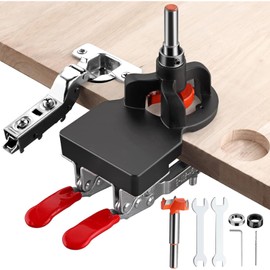 RUAKIVA 35 mm Perforadora de Bisagra,Abrazadera de Bisagra de Puerta Oculta,Ajustable,Aleación de Aluminio con 2 Clips de Fijación,Ayuda para la Instalación de Perforación