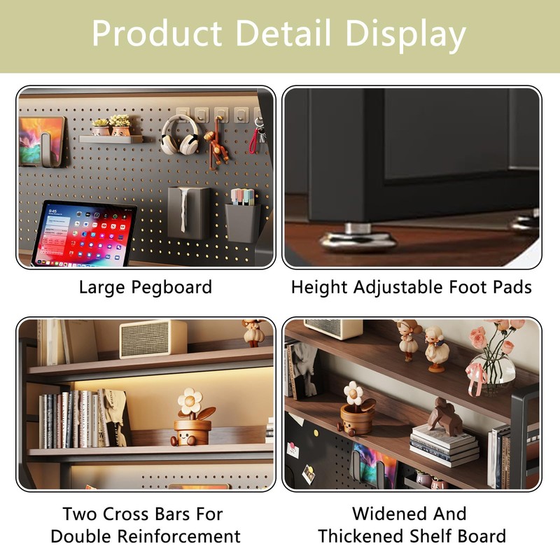 Desk Shelf, 2-Tier Desktop Organizer, 53.1" L,Desk Hutch Storage Rack