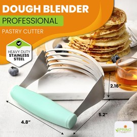 Spring Chef XL Dough Blender For Baking, Heavy Duty Manual Dough Mixer, Stainless Steel Pastry Cutter with Sharp Blades, Pastry Blender for Easy Mixing, Dishwasher Safe - Mint