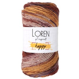 1 Ball Loren Happy Knitting Yarn, 100% Acrylic, 3.5 Oz (100 g) / 185 Yrds (170 m), Variegated Colors - RH020