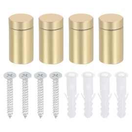 uxcell 4 Pcs Standoff Screws, 1/2" x 0.93" Aluminum Advertising Screws Wall Standoff Mounts Hardware for Acrylic Picture Frame Glass Signs Hanging, Gold