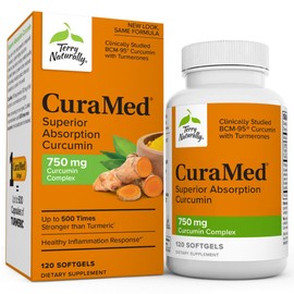 Terry Naturally Terry Naturally CuraMed 750 mg Curcumin Complex - 120 Softgels - Superior Absorption BCM-95 - Non-GMO, Gluten Free, Halal - 120 Servings